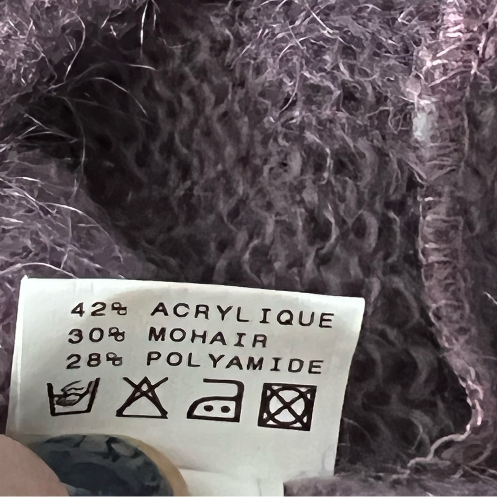 Divertimento Women’s 2 Mohair Knit Cardigan Sweater Purple Xs Made In France - Picture 9 of 15